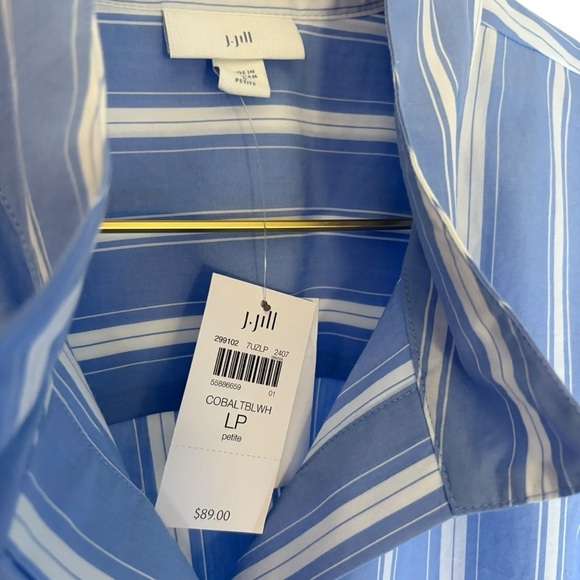 J. Jill NWT Stand-Collar Tunic. Cobalt‎ blue/white stripe LP. - Picture 6 of 8